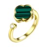 Кольцо серебряное с малахитом и фианитом «Lucky Clover» Fresh Jewelry (арт.TC-R01830-X-L-Mal-X-W)