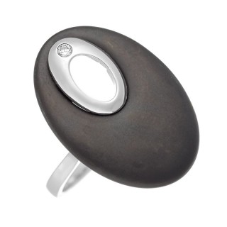 Кольцо с керамикой и куб. цирконием «Black Ceramic Wave» Fresh Jewelry (арт.01031)