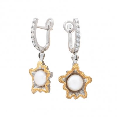 Серебряные серьги BEAVERS с жемчугом 2428j