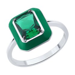 Кольцо из серебра с фианитом и эмалью (Арт.94014600)