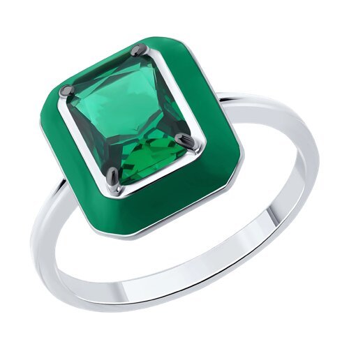 Кольцо из серебра с фианитом и эмалью (Арт.94014600)