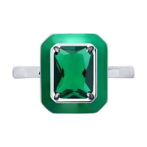 Кольцо из серебра с фианитом и эмалью (Арт.94014600)