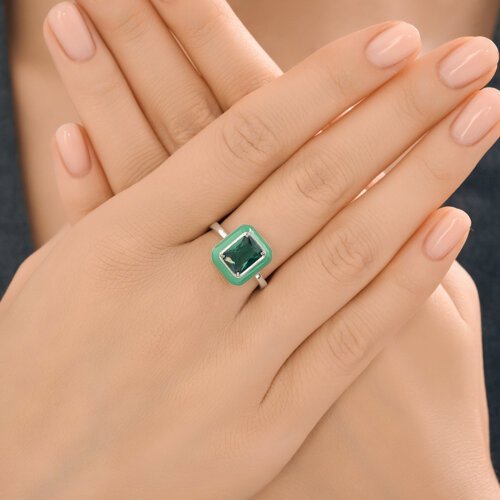 Кольцо из серебра с фианитом и эмалью (Арт.94014600)