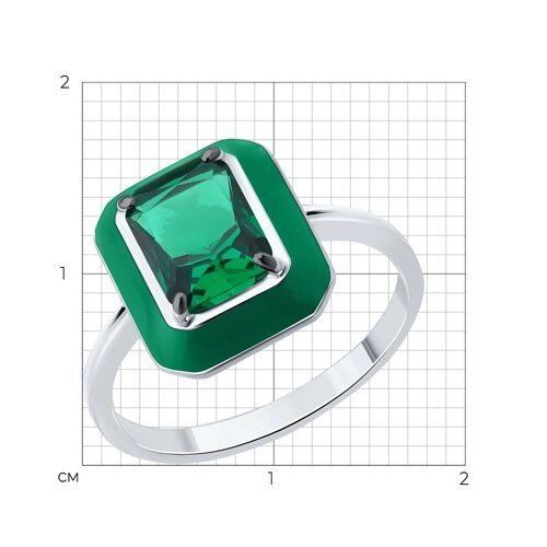 Кольцо из серебра с фианитом и эмалью (Арт.94014600)