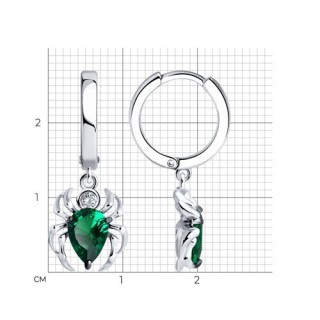 Серьги из серебра с фианитом «Изумрудный Плен» Соколов (арт.9402)