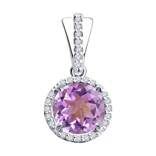Подвеска из серебра с аметистом и фианитами (Арт.92030319)