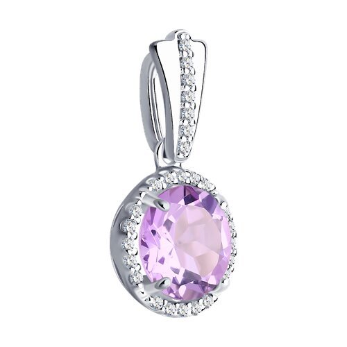 Подвеска из серебра с аметистом и фианитами (Арт.92030319)