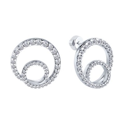 Серьги из серебра с фианитами «Спираль сияния» SOKOLOV (арт.94026885)