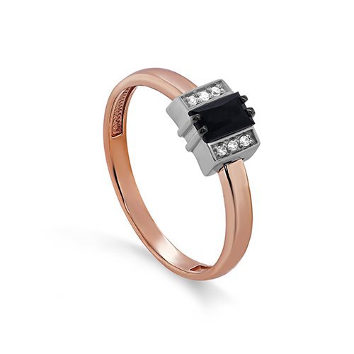 Кольцо золото с бриллиантами и черным сапфиром «Городской Шик» Kabarovsky (арт.11-01743-11100)