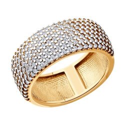 Кольцо из золочёного серебра с фианитами (Арт.93-110-01764-1)