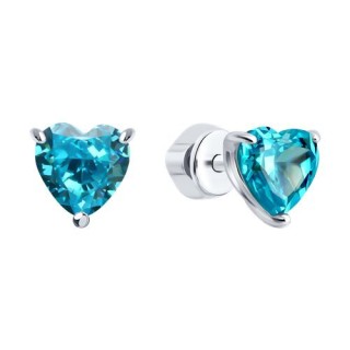 Серьги из серебра с фианитом «Морское Сердце» Соколов (арт.94027318)