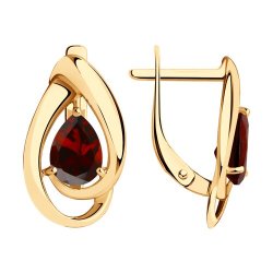 Серьги из золочёного серебра с гранатами (Арт.93-320-00594-2)