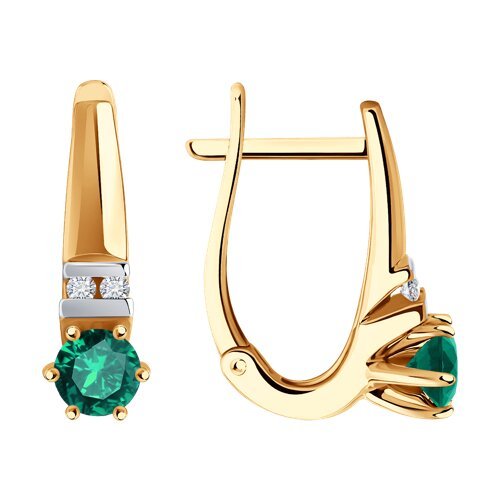 Серьги из золота с бриллиантами и изумрудами (Арт.3020573)