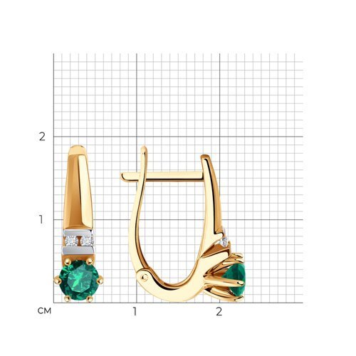 Серьги из золота с бриллиантами и изумрудами (Арт.3020573)
