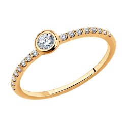 Серебряное золоченое кольцо с фианитами (Арт.93010162)