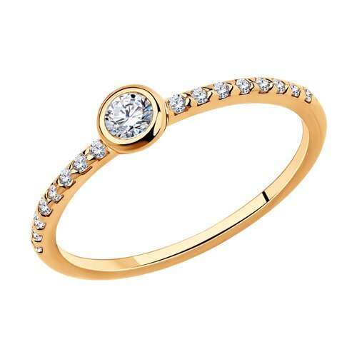Серебряное золоченое кольцо с фианитами (Арт.93010162)