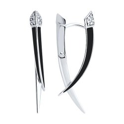 Серьги из серебра с фианитами и эмалью (Арт.94-120-02066-1)