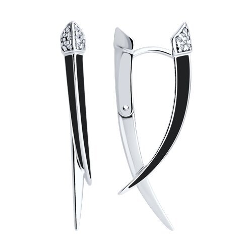 Серьги из серебра с фианитами и эмалью (Арт.94-120-02066-1)