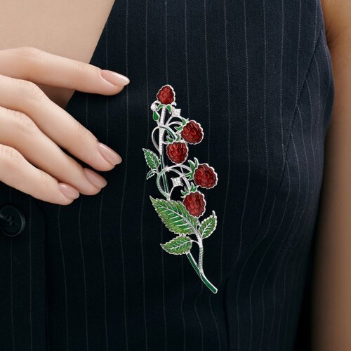 Брошь из серебра с фианитами и эмалью (Арт.94049010)