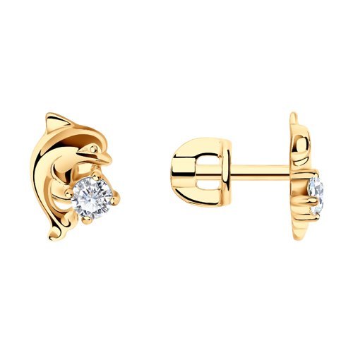 Серьги из золочёного серебра с фианитами (Арт.93021123)