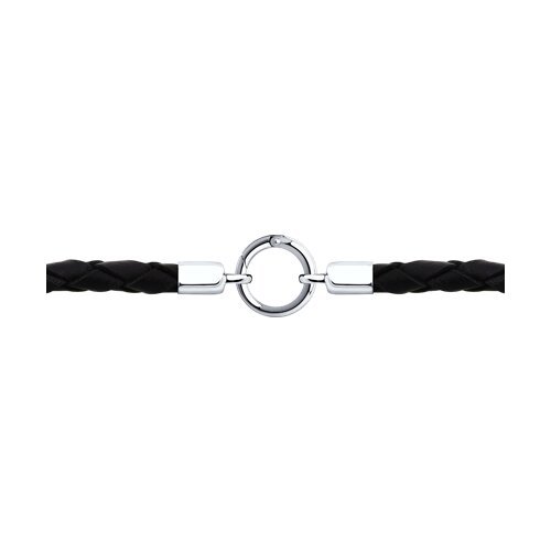 Браслет SOKOLOV «Компас» из серебра 925 с фианитами и кожаным шнуром (арт. 95-150-02643-1)