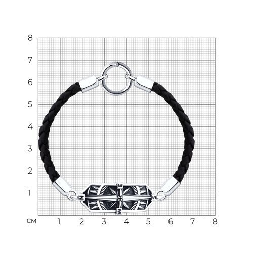 Браслет SOKOLOV «Компас» из серебра 925 с фианитами и кожаным шнуром (арт. 95-150-02643-1)
