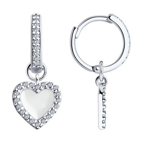 Серьги из серебра с фианитами и эмалью (Арт.94026487)