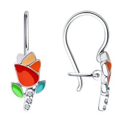 Серьги из серебра с фианитами и эмалью (Арт.94-120-01528-1)