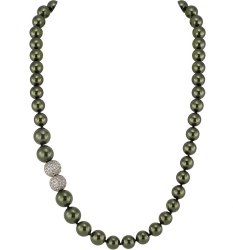 Ожерелье из серебра с жемчугом и кристаллом swarovski (Арт.2l-sk-34)