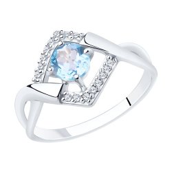 Кольцо из серебра с топазом и фианитами (Арт.94-310-00380-1)