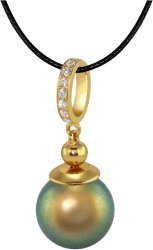 Кулон из серебра с жемчугом и кристаллом swarovski (Арт.aap-1-b-12-26-g)