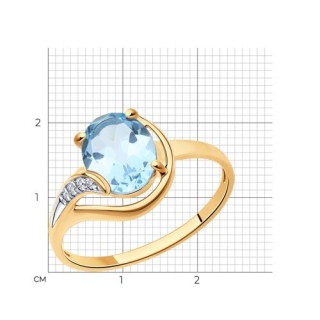 Кольцо золото 585 с топазом и фианитами «Небесная линия» Соколов (арт.5161)