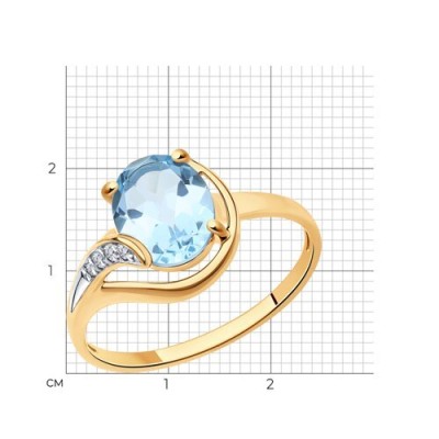 Кольцо золото 585 с топазом и фианитами «Небесная линия» Соколов (арт.5161)