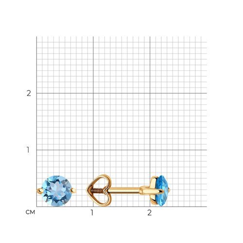 Серьги пусеты золотые пробы 585 с топазом (Арт.51-322-02196-1)