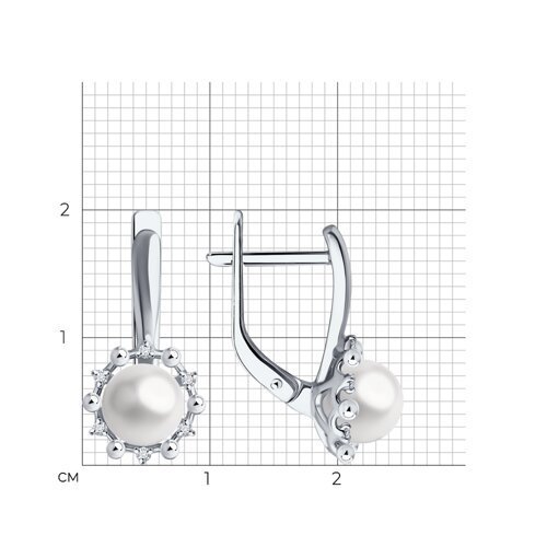 Серьги из белого золота с бриллиантами и жемчугом (Арт.52-220-02099-1)