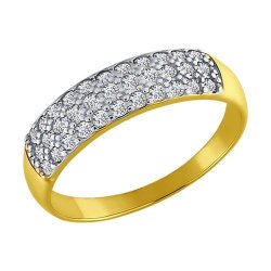 Кольцо из желтого золота с фианитами (Арт.012195-2)