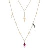 Ожерелье из золота с бриллиантом и рубином Русские Самоцветы (Арт.95658)