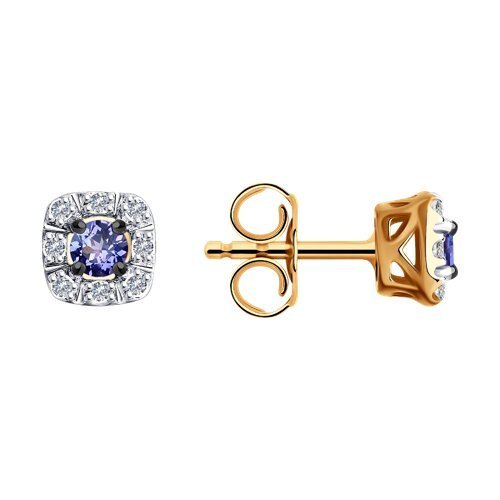 Серьги из золота с бриллиантами и танзанитами (Арт.6024205)
