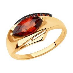Кольцо золотое пробы 585 с гранатом (Арт.715949)