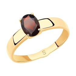 Кольцо золотое пробы 585 с гранатом (Арт.715474)