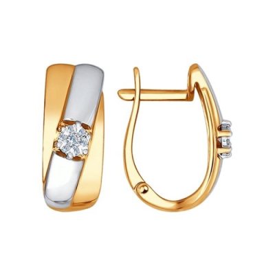 Серьги из комбинированного золота с бриллиантами (Арт.1021061)