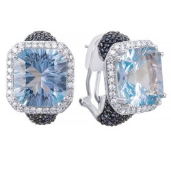 Серьги из белого золота с бриллиантом и сапфиром (Арт.e15707_sa_bt_wg)