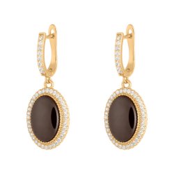 Серьги из серебра с керамикой и куб. цирконием (Арт.tc-e00746-br-l-x-x-w)