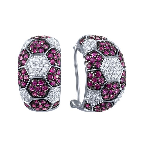 Серьги из белого золота с бриллиантом и рубином (Арт.e42389a0f14wb002_ru_wg)