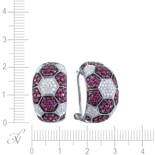 Серьги из белого золота с бриллиантом и рубином (Арт.e42389a0f14wb002_ru_wg)