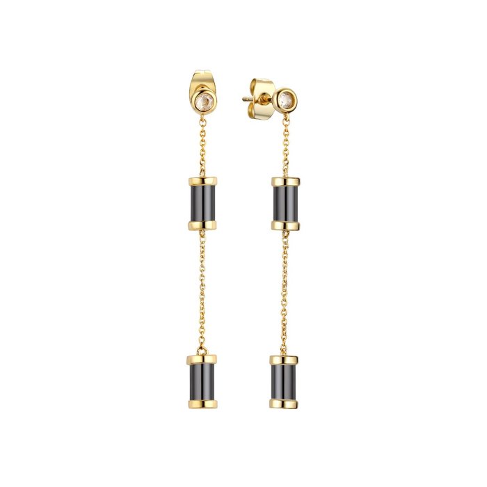 Серьги из серебра с керамикой и фианитом (Арт.tc-e01649-b-l-w-x-x)