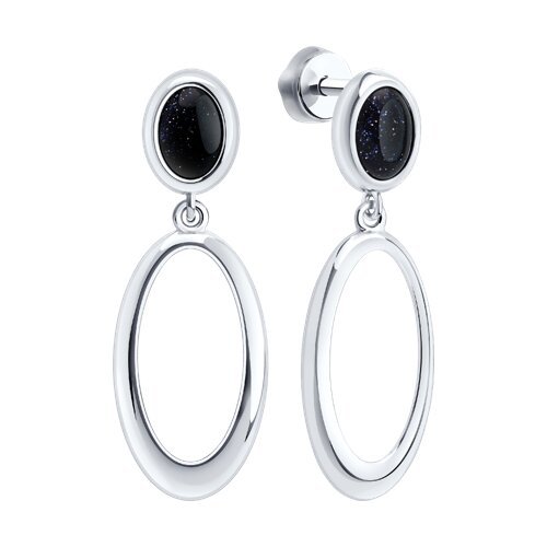 Серьги из серебра с авантюринами (Арт.94-122-02376-1)