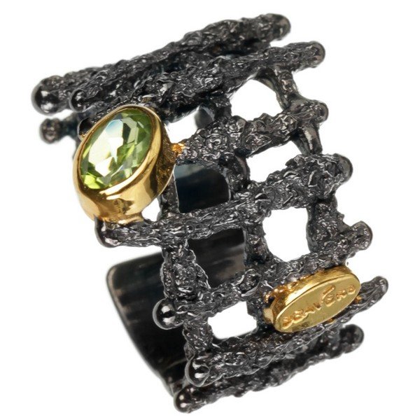 Серебряное кольцо BEAVERS с хризолитом 1140h_ox