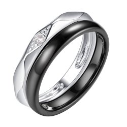 Кольцо из серебра с керамикой и фианитом (Арт.tc-r01037-b-w-x-x-w)