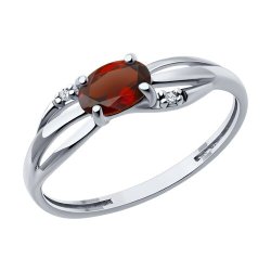 Кольцо из серебра с гранатом и фианитами (Арт.94-310-00182-2)
